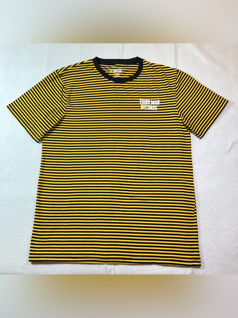 Third Man Records  Men’s Yellow & Black Striped T-Shirt ,  Size Large